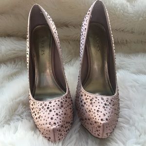 Light pink crystal heels